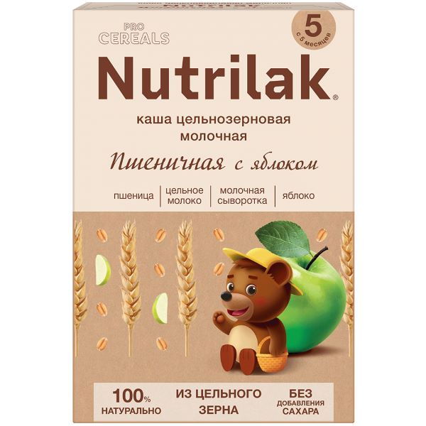 НУТРИЛАК ПРЕМИУМ PRO CEREALS КАША МОЛОЧНАЯ пшеничная яблоко 200 гр