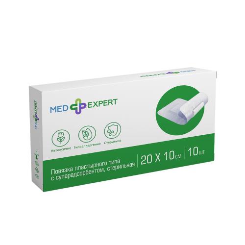 ПОВЯЗКА ПЛАСТЫРНОГО ТИПА MED EXPERT с суперадсорбентом 10см х 20м №10