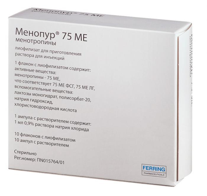 МЕНОПУР лиоф. для инъек 75 МЕ амп. №10 с растворит.