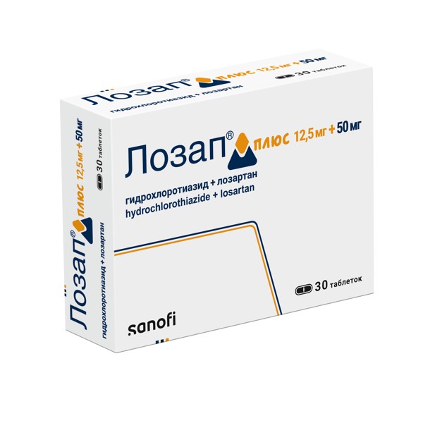 ЛОЗАП ПЛЮС табл. п/о плен. 12,5+50 мг №30