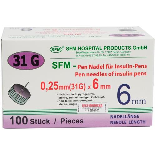 ИГЛА ДЛЯ ШПРИЦ-РУЧКИ SFM G31 (0.25 х 6 мм) №100