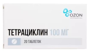 ТЕТРАЦИКЛИНА ГИДРОХЛОРИД ОЗОН табл. п/о плен. 100 мг №20