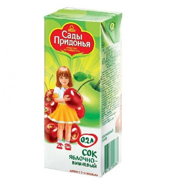 САДЫ ПРИДОНЬЯ СОК НАТУРАЛЬНЫЙ яблоко-вишня 200 мл