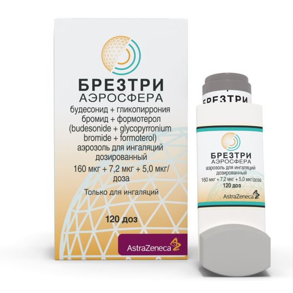 БРЕЗТРИ АЭРОСФЕРА аэр. ингал. 160+7,2+5 мкг/доза 120 доз