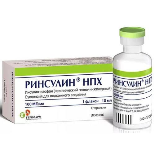 РИНСУЛИН НПХ сусп. д/инъекций п/к 100 ЕД/мл фл. 10 мл
