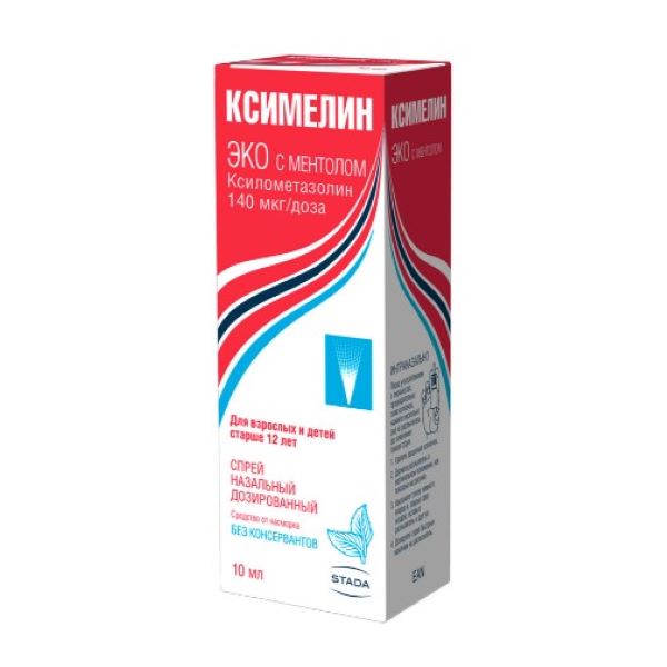 КСИМЕЛИН ЭКО ментол спрей назал. 140 мкг/доза фл.-доз 10 мл