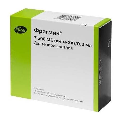 ФРАГМИН р-р д/инъекц. в/в, п/к 7500 МЕ шприц 0,3 мл №10