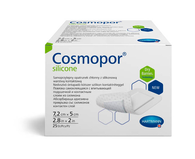 ПОВЯЗКА САМОКЛЕЮЩАЯСЯ СТЕРИЛЬНАЯ ХАРТМАНН COSMOPOR SILICONE 5см х 7,2см №25