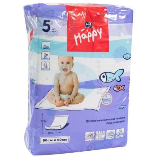БЕЛЛА ХЕППИ ПЕЛЕНКИ ВПИТЫВАЮЩИЕ ДЕТСКИЕ 60см х 90см №5