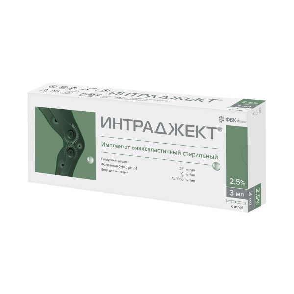 ИНТРАДЖЕКТ р-р д/внутрисуставного введ. шприц 2,5% 3 мл №1