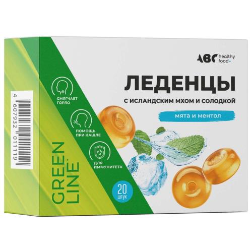 ФИТОЛЕДЕНЦЫ АВС ХЭЛСИ ФУД пастилки ментол/мята №20