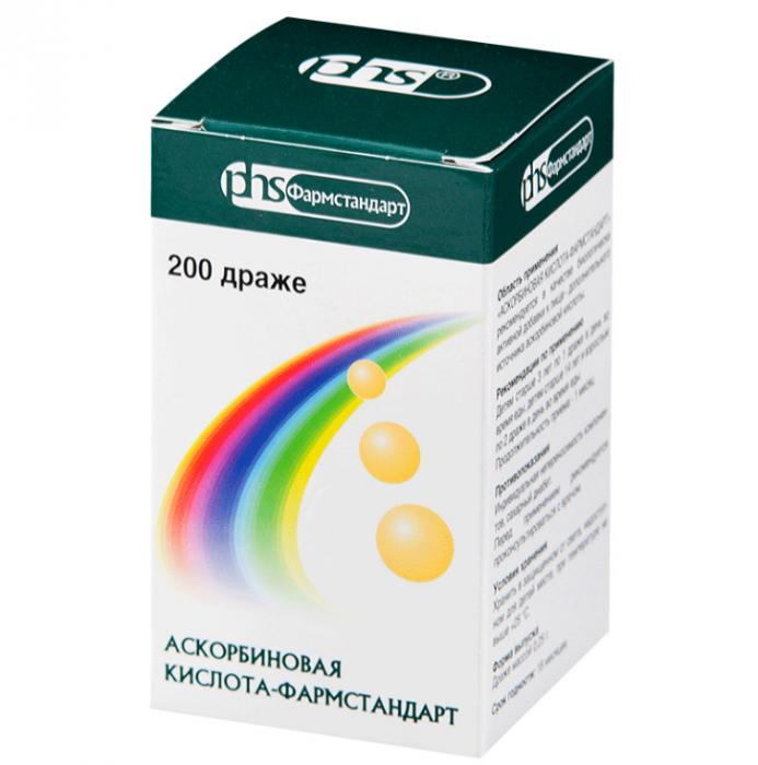 АСКОРБИНОВАЯ КИСЛОТА БАД ФАРМСТАНДАРТ драже №200