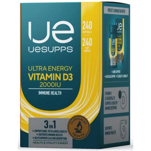 UESUPPS УЛЬТРА ЭНЕРДЖИ ВИТАМИН D3 капс. 2000 МЕ №240