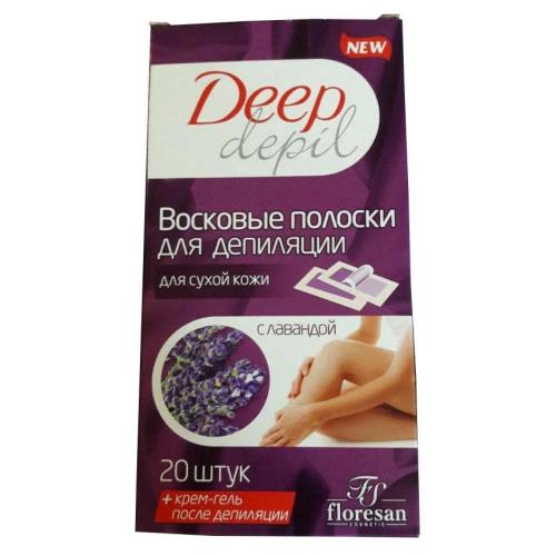 ФЛОРЕСАН DEEP DEPIL ПОЛОСКИ ВОСКОВЫЕ ДЛЯ ДЕПИЛЯЦИИ лаванда №20 (ф-486)