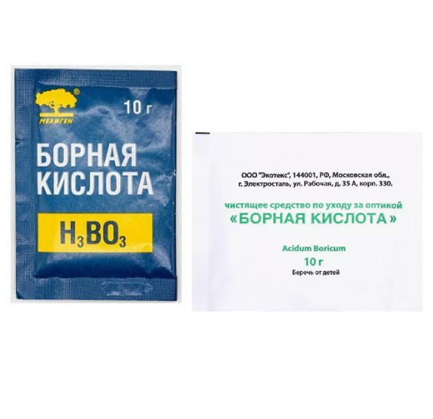 БОРНАЯ КИСЛОТА ДЛЯ ОПТИКИ пор. наруж. 10 гр