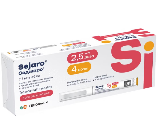 СЕДЖАРО р-р д/инъекц. п/к 2,5 мг шприц-ручка 2,4 мл №1 + 4 иглы
