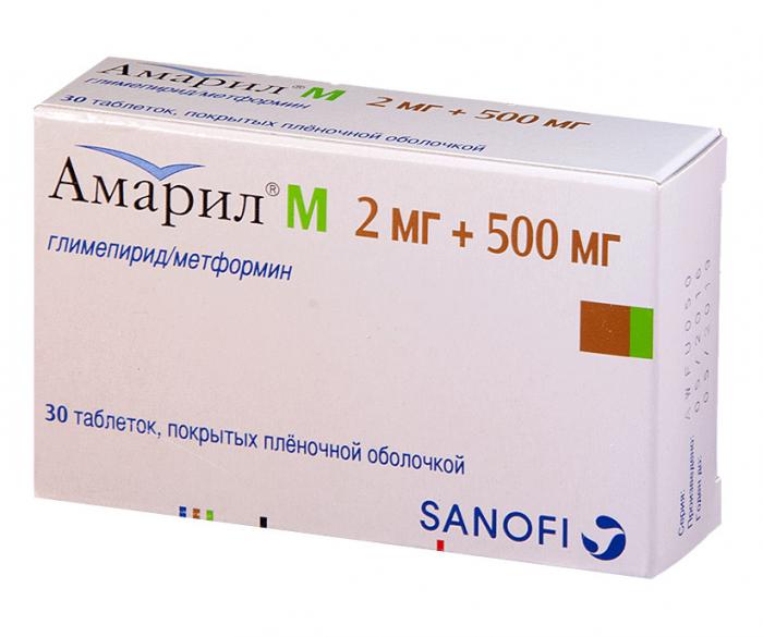 АМАРИЛ М табл. п/о плен. 2+500 мг №30