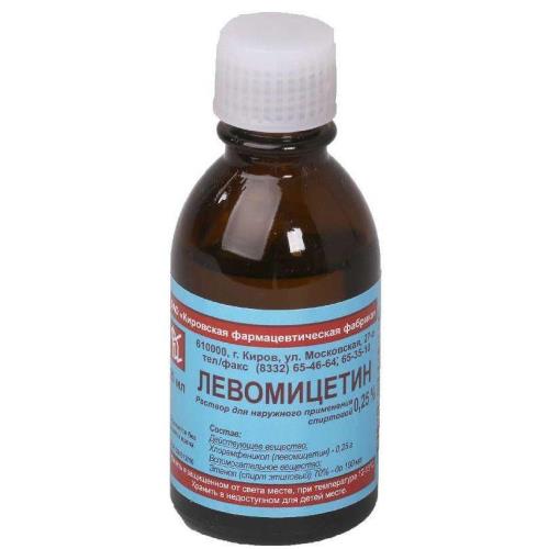ЛЕВОМИЦЕТИН р-р спирт. наруж. 0,25% фл. 25 мл