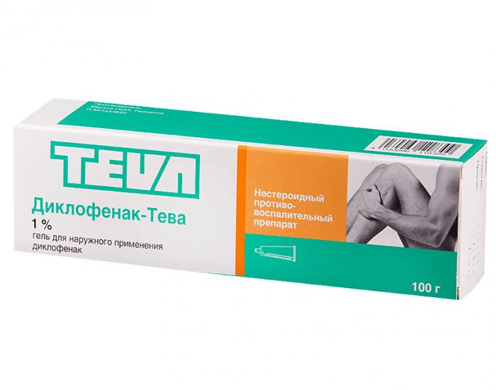 ДИКЛОФЕНАК ТЕВА гель 1% туба 100 гр