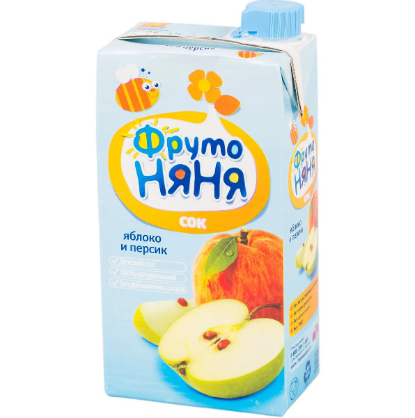 ФРУТОНЯНЯ СОК С МЯКОТЬЮ яблоко/персик 500 мл