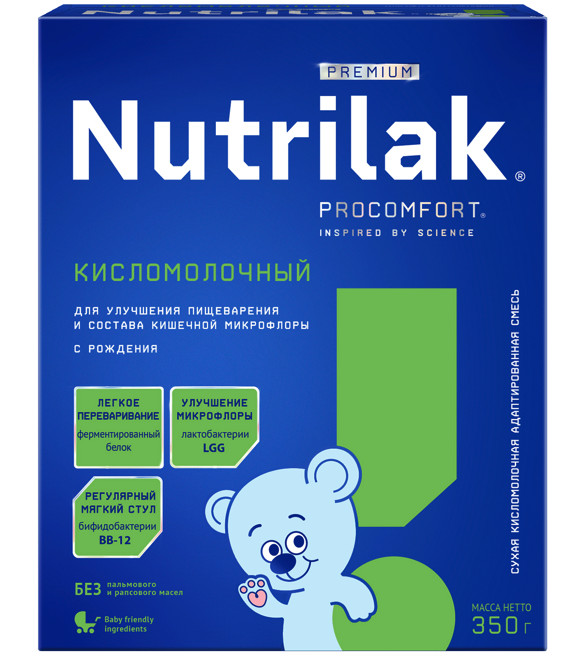 НУТРИЛАК ПРЕМИУМ СМЕСЬ СУХАЯ КИСЛОМОЛОЧНАЯ с рождения 350 гр