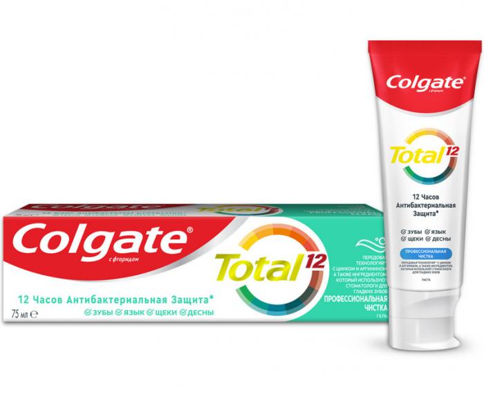 КОЛГЕЙТ TOTAL 12 ЗУБНАЯ ПАСТА-ГЕЛЬ 75 мл профессион.чистка