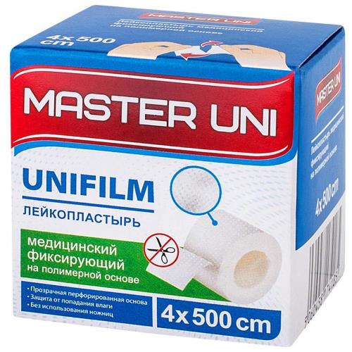 ЛЕЙКОПЛАСТЫРЬ ФИКСИРУЮЩИЙ МАСТЕР ЮНИ полимерная основа 4см х 500см карт.упак