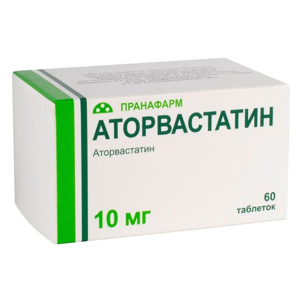 АТОРВАСТАТИН ПРАНА табл. п/о плен. 10 мг №60