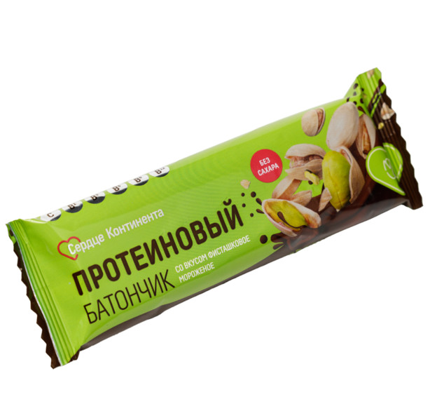 БАТОНЧИК ПРОТЕИНОВЫЙ фисташковое мороженное в шоколад. глазури 40 гр