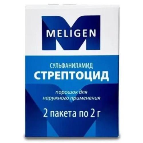 СТРЕПТОЦИД МЕЛИГЕН пор. наруж. пак. 2 гр №2