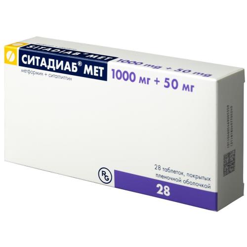 СИТАДИАБ МЕТ табл. п/о плен. 1000+50 мг №28