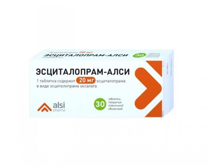 ЭСЦИТАЛОПРАМ АЛСИ табл. п/о плен. 20 мг №30