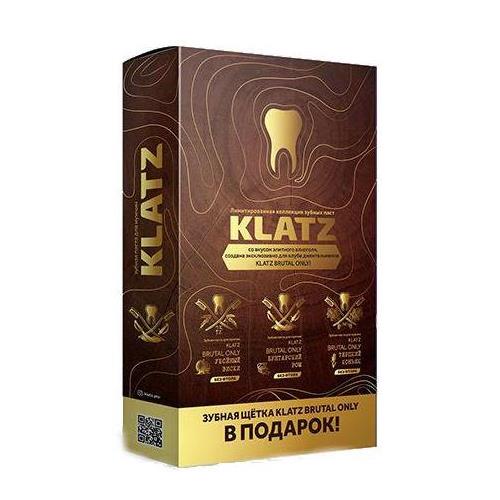 KLATZ (КЛАЦ) BRUTAL ONLY НАБОР (терп.коньяк + убойн. виски + бунтарск. ром + зуб.щетка жестк.)