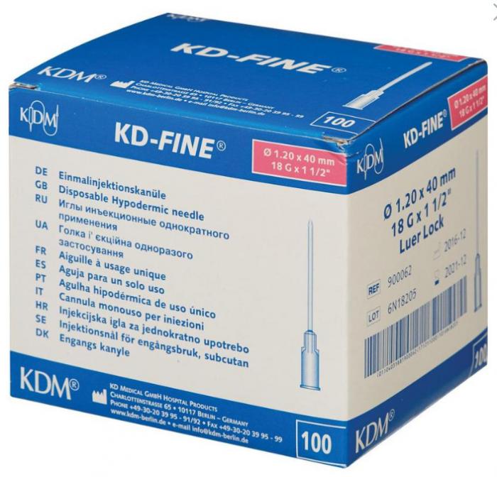 ИГЛА ИНЪЕКЦИОННАЯ G18 (1.2 х 40 мм) №100