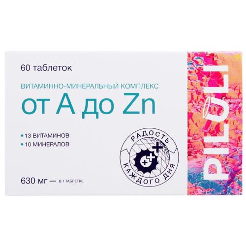 PILULI ВИТАМИННО-МИНЕРАЛЬНЫЙ КОМПЛЕКС ОТ А ДО ZN табл. №60