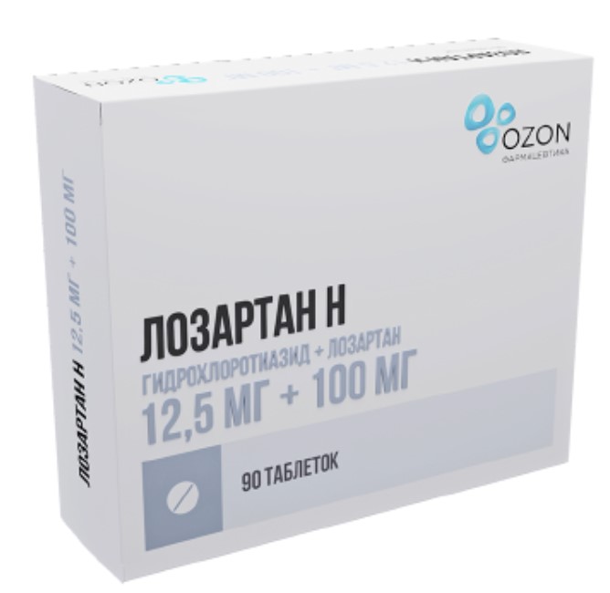 ЛОЗАРТАН Н ОЗОН табл. п/о плен. 12,5+100 мг №90