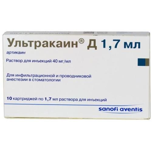 УЛЬТРАКАИН Д р-р д/инъекц. 40 мг/мл картридж 1,7 мл №10