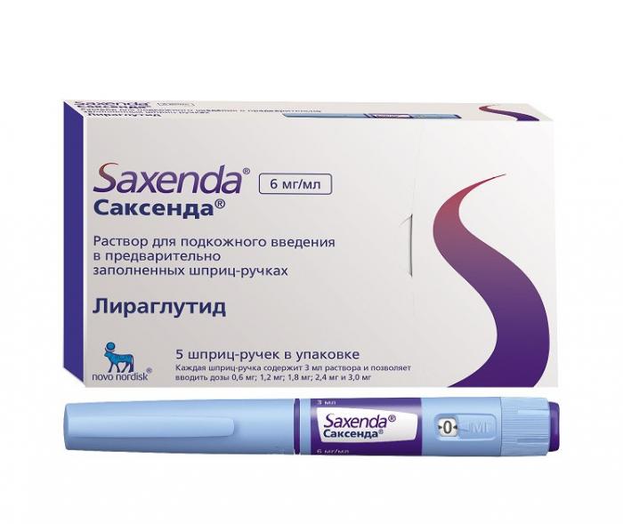 САКСЕНДА р-р д/инъекц. 6 мг/мл картридж 3 мл №5 + шпр.- ручка