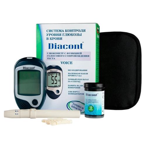 ДИАКОНТ ГЛЮКОМЕТР VOICE + тест-полоски №10