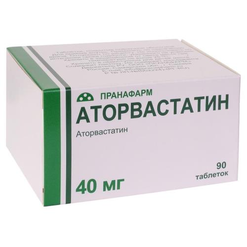 АТОРВАСТАТИН ПРАНА табл. п/о плен. 40 мг №90