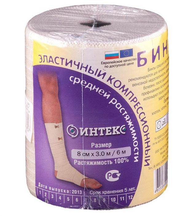 БИНТ ЭЛАСТИЧНЫЙ СР ИНТЕКС с застежкой 8см х 3м