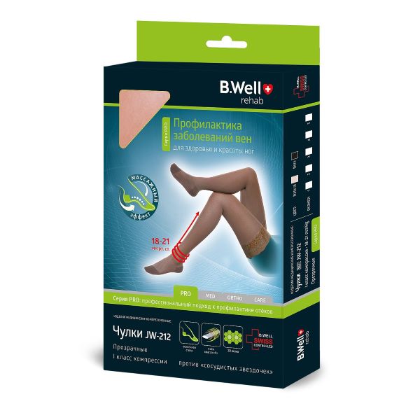 ЧУЛКИ КОМПРЕССИОННЫЕ БИ ВЕЛЛ (B.WELL) JW-212 черн. (ажурный верх) 1 класс компр. р.5