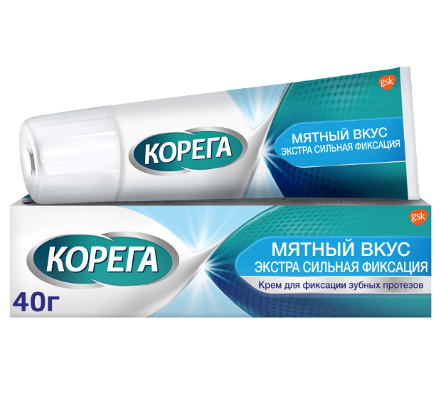 КОРЕГА ЭКСТРА СИЛЬНЫЙ КРЕМ ДЛЯ ФИКСАЦИИ ЗУБНЫХ ПРОТЕЗОВ 40 гр мятный