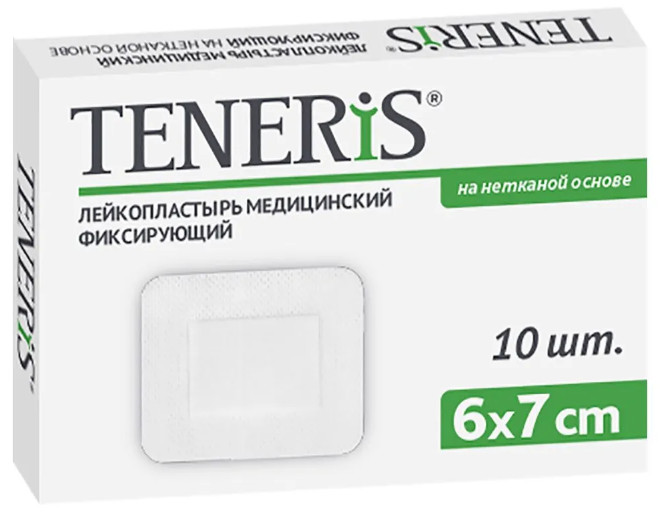 ПОВЯЗКА ПЛАСТЫРНОГО ТИПА ТЕНЕРИС нетканая основа 6см х 7см №10