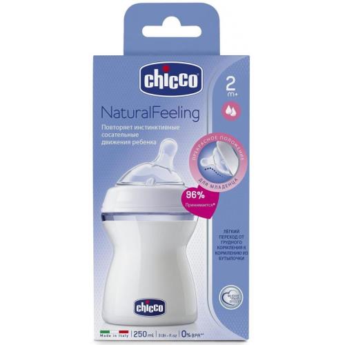 CHICCO NATURAL FEELING БУТЫЛОЧКА 250 мл 310205204 силикон. соска с флексорами
