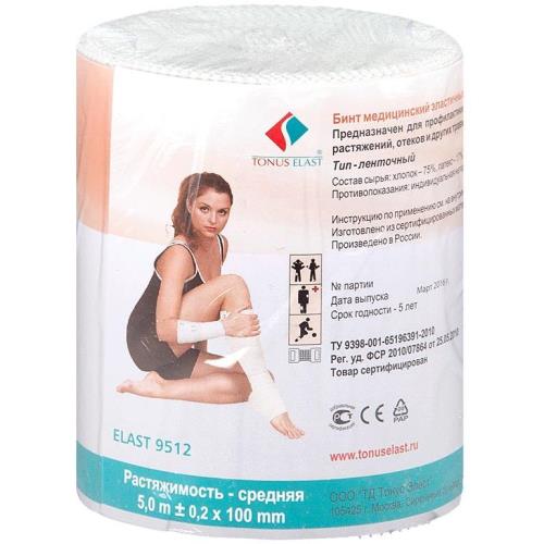 БИНТ ЭЛАСТИЧНЫЙ СР ТОНУС с застежкой 10см х 5м