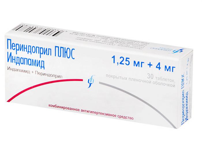 ПЕРИНДОПРИЛ ПЛЮС ИНДАПАМИД ИЗВАРИНО ФАРМА табл. п/о плен. 1,25+4 мг №30
