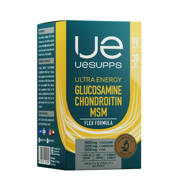 UESUPPS УЛЬТРА ЭНЕРДЖИ ГЛЮКОЗАМИН ХОНДРОИТИН МСМ ФЛЕКС ФОРМУЛА табл. №90