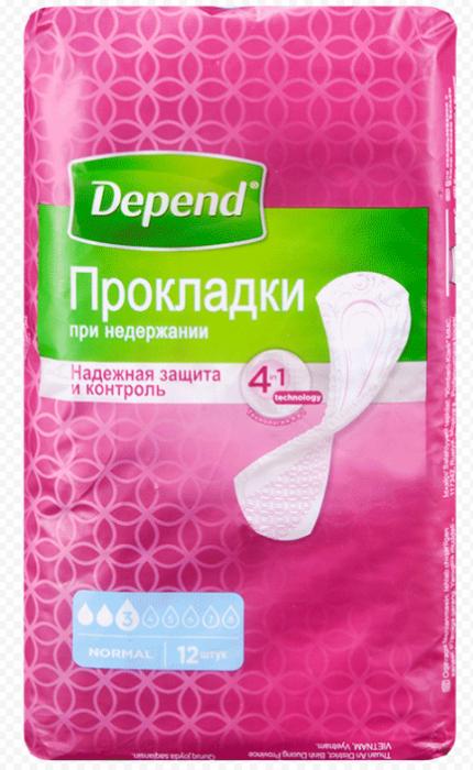 ДЕПЕНД ПРОКЛАДКИ ЖЕНСКИЕ ПРИ НЕДЕРЖАНИИ НОРМАЛ №12