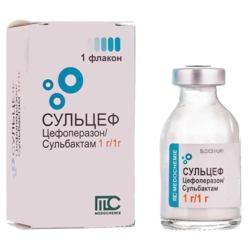 СУЛЬЦЕФ пор. д/приг. инъекц. 1+1 г фл. №1